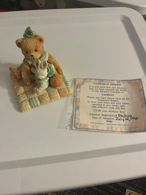 Cherished Teddies Tan Bear Figurine with Mint Accents